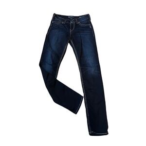 Silver, Suki, Super Stretch High Waisted, Medium, Dark Wash, Skinny Jean